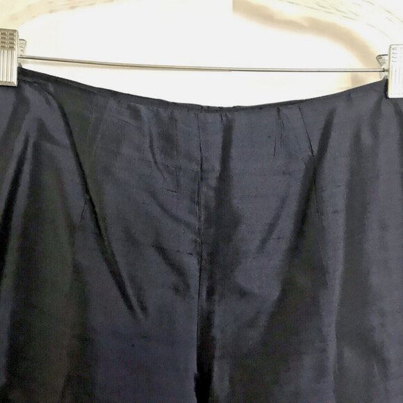 TRILLION Palm Beach Navy Blue Silk Ankle Pants 46 - Picture 4 of 7